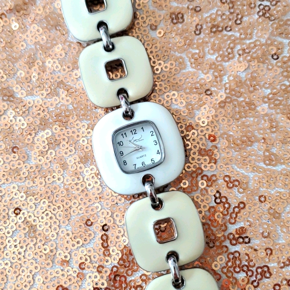 Kim Rogers White & Ivory Fashion Quartz Watch